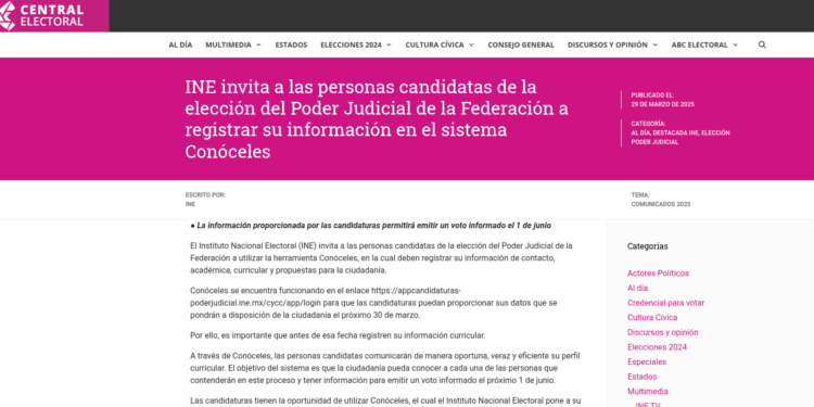 INE impulsa la transparencia en elección del Poder Judicial