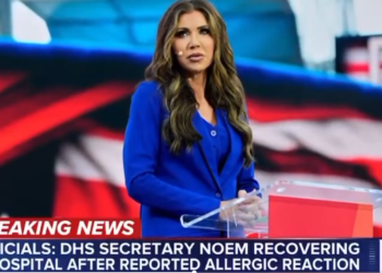 Hospitalizan a la secretaria de Seguridad Nacional de EU, Kristi Noem