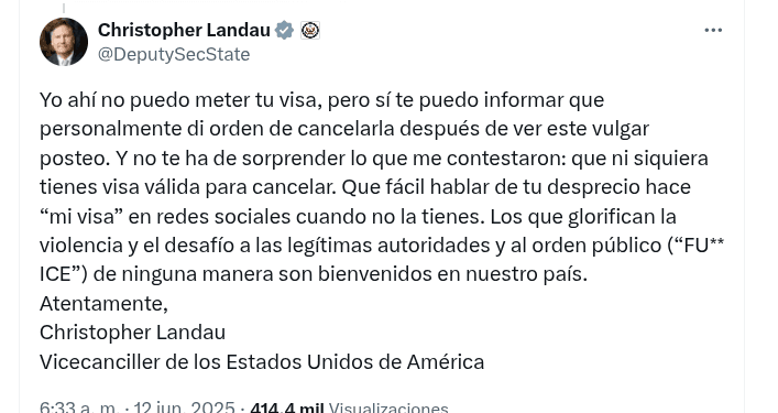 Landau manda quitar visa a consejera de Morena… no tiene