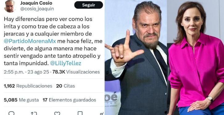 Joaquín Cosío respalda a Lilly Téllez tras acusaciones de Morena