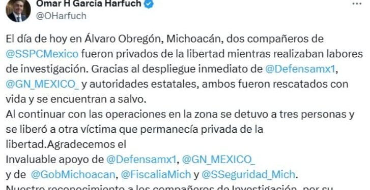 Liberan a 2 agentes de la SSPC privados de la libertad en Álvaro Obregón