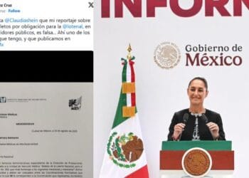 Sheinbaum califica de “falsa” la compra obligatoria de boletos de lotería; periodista le muestra pruebas