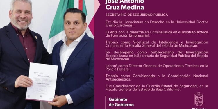 Fortalece Michoacán coordinación con la Federación; José Antonio Cruz Medina asume la Secretaría de Seguridad Pública