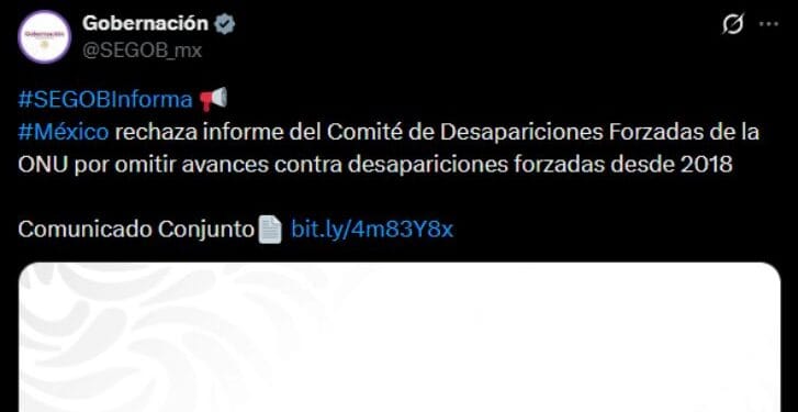México rechaza informe internacional sobre desapariciones y desata polémica por cifras y enfoque