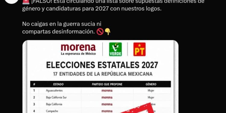 Morena desmiente supuesta lista de candidatos en estados